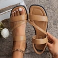 thumbnail image 1 of Womens Flat Sandals Plus Size Square Open Toe Slide Elastic Back Strap Sandals Comfy Casual Beach Shoes, 1 of 8