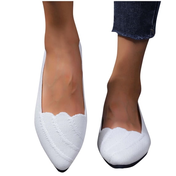 Womens Flat Shoes Classic Pointed Toe Flats Knitted Dress Shoes Soft Flats for Woman Comfortable Summer Ballet Flats Casual Dressy Shoes