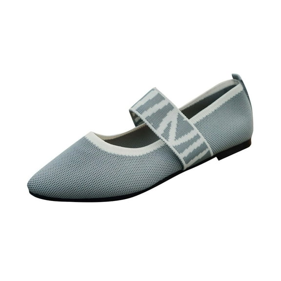 Womens Flat Shoes Knit Ballet Shoes Pointed Toe Slip on Loafer Casual Business Shoe Comfort Soft Office Flats Women's Fashion Casual Flying Woven Toe Color Matching Streak New Breathable Loafers