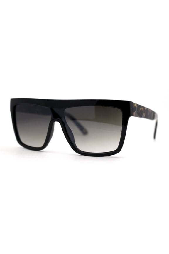 Womens Flat Top 90s Diva Oversize Plastic Sunglasses Black Tortoise Smoke