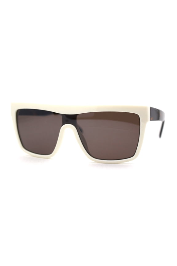 Womens Flat Top 90s Diva Oversize Plastic Sunglasses Ivory Tortoise Brown