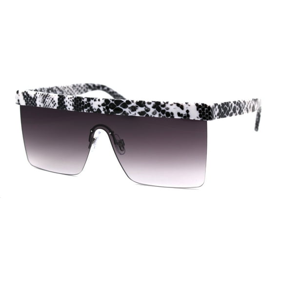 Womens Flat Top 90s Half Rim Shield Diva Plastic Sunglasses Snake Smoke