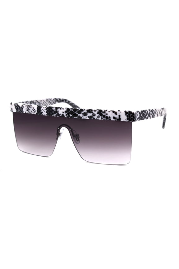 Womens Flat Top 90s Half Rim Shield Diva Plastic Sunglasses Snake Smoke