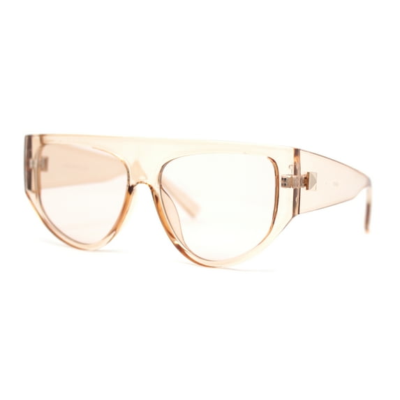 Womens Flat Top Futurism Triangular Plastic Thick Arm Sunglasses All Peach