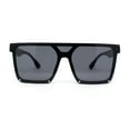 thumbnail image 1 of Womens Flat Top Half Rim Plastic Rectangle Plastic Fashion Sunglasses All Black, 1 of 4