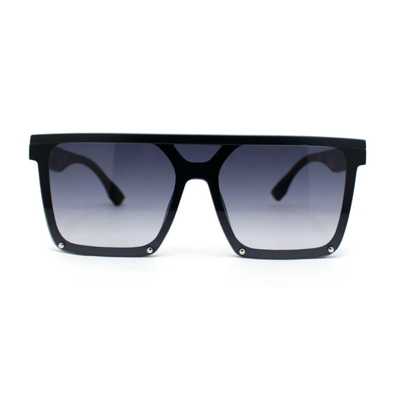 Womens Flat Top Half Rim Plastic Rectangle Plastic Fashion Sunglasses Navy Tortoise - Navy