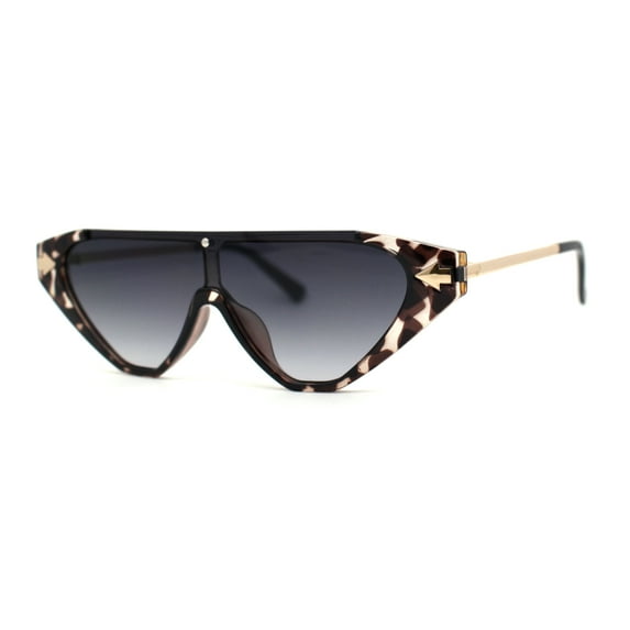 Womens Flat Top Shield Cat Eye Rectangle Squared Cat Eye Sunglasses Clear Tortoise Gold Smoke
