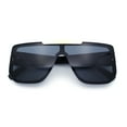 thumbnail image 1 of Womens Flat Top Shield Mogul Inset Lens Oversize Rectangle Plastic Sunglasses All Black, 1 of 8