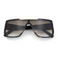 thumbnail image 1 of Womens Flat Top Shield Mogul Inset Lens Oversize Rectangle Plastic Sunglasses Tortoise - Brown, 1 of 1