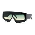 thumbnail image 1 of Womens Flat Top Thick Plastic Shield Rectangle Retro Futurism Sunglasses Black - Green Yellow, 1 of 4