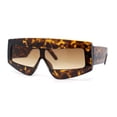 thumbnail image 1 of Womens Flat Top Thick Plastic Shield Rectangle Retro Futurism Sunglasses Tortoise - Brown, 1 of 1