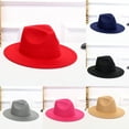 thumbnail image 1 of Womens Flat Wide Brim Warm Felt Fedora Hat Retro Style Panama Hat Khaki, 1 of 2
