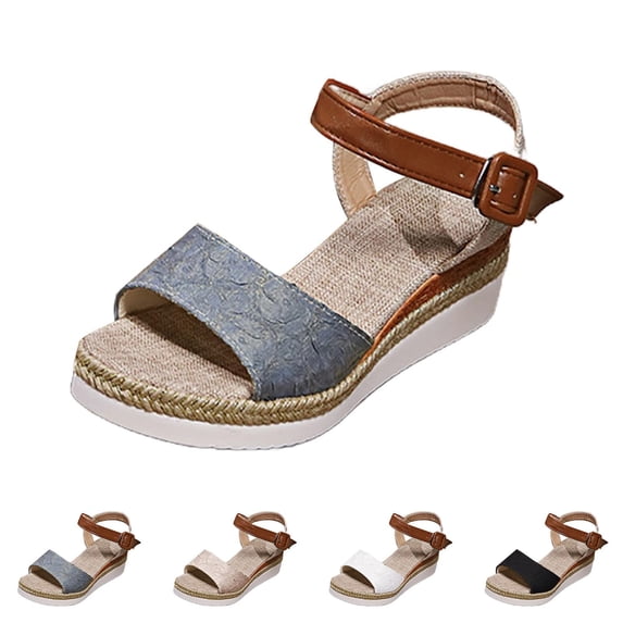 Womens Flatform Espadrille Open Toe Adjustable Ankle Strap Low Wedge 2026 Summer Dressy Comfortable Casual Slip On Strappy Fashion Platform Sandals,42