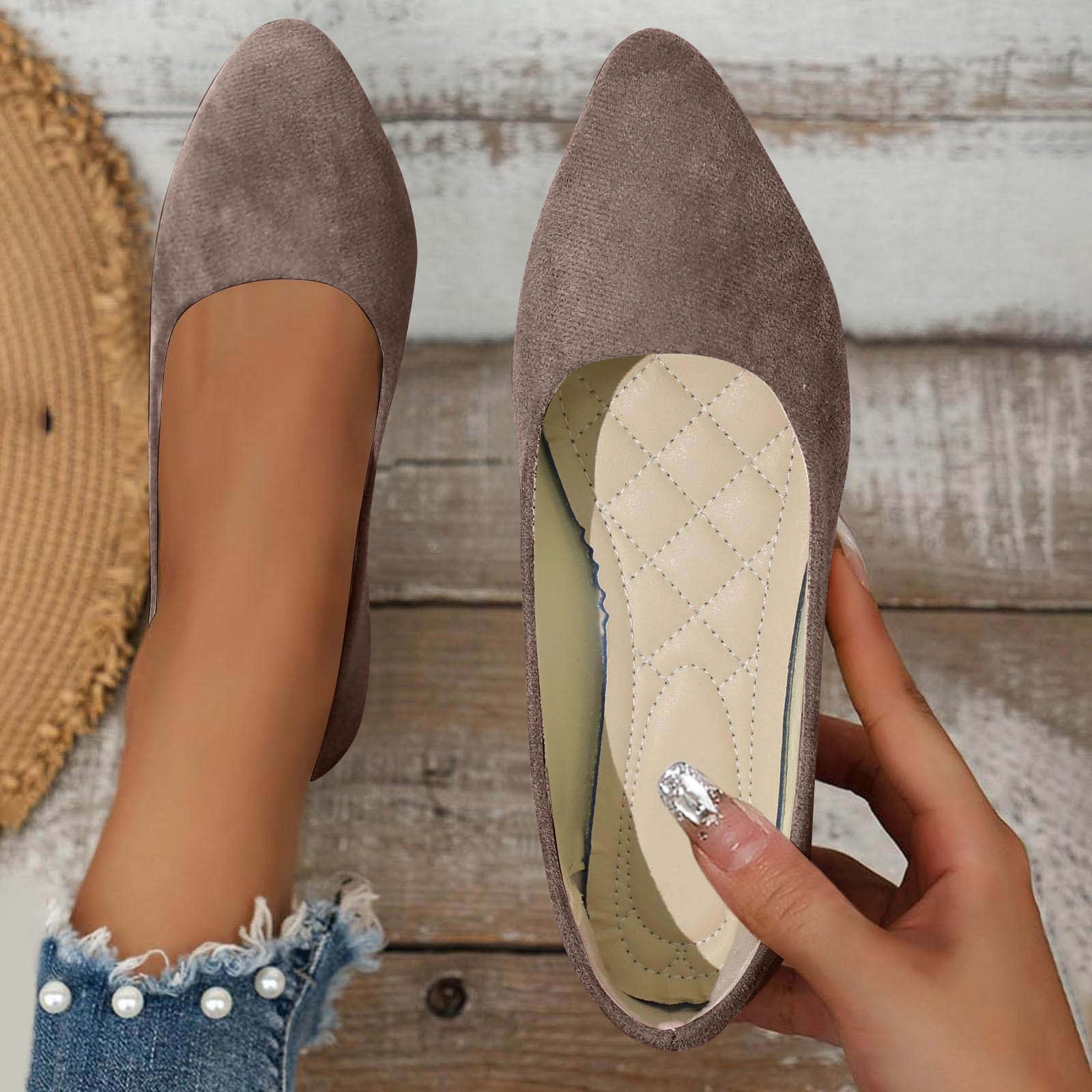 black dress beige shoes Womens Flats Comfortable Dressy- Pointed Toe for Women, and Brown Ballet Flats for Women Low Heel Casual Formal Camel 40 Size:6-7 Year Dress Brown Blossom Ballads Zimmermann Tropicana Asymmetric Dress