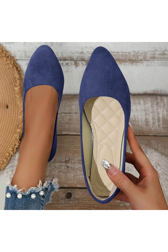 Womens Flats Comfortable Dressy- Pointed Toe Black Dress Shoes for Women, Beige and Brown Ballet Flats for Women Low Heel Casual Formal Royal Blue 43