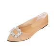 thumbnail image 1 of Womens Flats Pointed Toe Comfortable Khaki Nude Work Shoes with Rhinestone, Slip On Ballet Flat,Size 8.5, 1 of 7