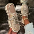 thumbnail image 1 of Womens Flats Shoes Casual Solid Color Shiny Thick Bottom Sequined Moccasins Sandals Flat Shoes, 1 of 6