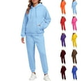 thumbnail image 1 of Womens Fleece 2 Piece Outfits Lounge Hoodie Sweatsuits Sets Oversized Sweatshirt Baggy Sweatpants Set W/Pockets Red M, 1 of 7