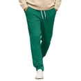 thumbnail image 1 of Womens Fleece Drawstring Joggers Sweatpants Basic Solid Color Elastic Waist Casual Athletic Track Pants with Pockets Dark Green XL, 1 of 2