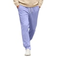 thumbnail image 1 of Womens Fleece Drawstring Joggers Sweatpants Basic Solid Color Elastic Waist Casual Athletic Track Pants with Pockets Light Purple XXL, 1 of 2