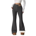 thumbnail image 1 of Womens Fleece Flare Leggings High Waisted Tummy Control Yoga Pants No Front Seam Bootcut Bell Bottoms Workout Activewear, 1 of 7