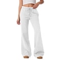 thumbnail image 1 of Womens Fleece Flare Sweatpants Wide Leg Lounge Pants with Pockets Fall Drawstring Travel Sweat Pants M, 1 of 7