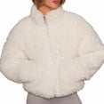 thumbnail image 1 of Womens Fleece Full-Zip Jacket Long Sleeve Coat Soft Warm with Pockets White L, 1 of 9