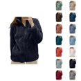 thumbnail image 1 of Sherpa Jacket Women 2026 Trendy Thick Warm Long Sleeve Stand Collar Full Zip Up Winter Coat Outerwear, 1 of 4