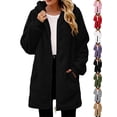 thumbnail image 1 of Womens Fleece Jacket Fashion Soft Plush Zip Up Outerwear with Pockets & Ribbed Cuffs for Winter, 1 of 9