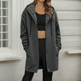 thumbnail image 1 of Womens Jacket Full Zip Long Warm Hooded Tunic Sweatshirt Winter Coats (Dark Gray L), 1 of 4