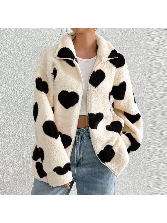 Womens Fleece Jacket Full Zip Up Trench Coats Winter Warm Soft Teddy Fleece Hooded Sweatshirt Fluffy Cardigans Jumpers Sweater Overcoat Black M