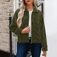 thumbnail image 1 of Womens Fleece Jacket Fuzzy Long Sleeve Short Winter Coats Sherpa Jacket Outerwear with Pockets Army Green XXL, 1 of 7