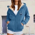 thumbnail image 1 of Womens Jacket Heavyweight Jackets for Cozy Winter Hooded Open Front Cardigan Outerwear Womens Coats Blue M, 1 of 5