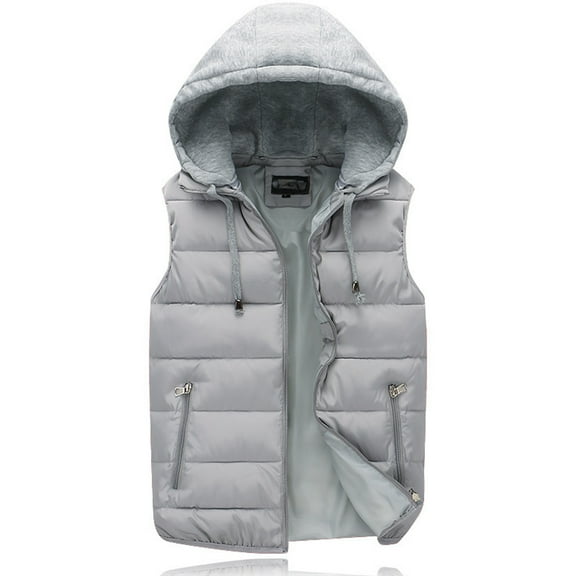 Womens Jacket Lightweight Hooded Oversized Sleeveless Zip Water Packable Jackets Warm Winter Vest Coat Winter Coats for Women Grey M