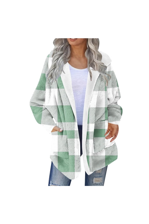 Womens Fleece Jacket Long Sleeve Zip Up Sherpa Coats 2025 Winter Trendy Fuzzy Hooded Jackets with Pockets Fall Clothes