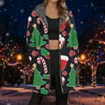 thumbnail image 1 of Womens Jacket Longline Jackets Christmas Print Winter Cozy Lined Full Zip Outerwear for Cold Weather Winter Coats for Women Black L, 1 of 5