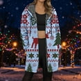 thumbnail image 1 of Womens Jacket Longline Jackets Christmas Print Winter Cozy Lined Full Zip Outerwear for Cold Weather Womens Coats Blue XXXL, 1 of 5