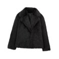 thumbnail image 1 of Womens Fleece Jacket Sevevn Women's Fashion Solid Color Lapel Button Cardigan Fur Long Sleeved Coat, 1 of 5