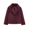 thumbnail image 1 of Womens Fleece Jacket Sevevn Women's Fashion Solid Color Lapel Button Cardigan Fur Long Sleeved Coat, 1 of 5