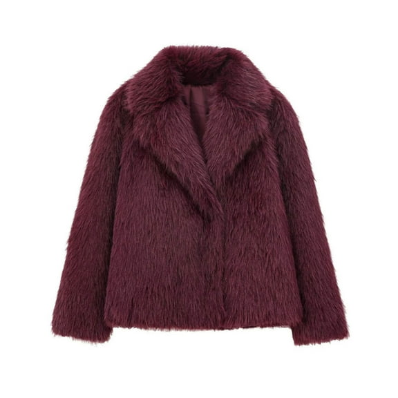 Womens Fleece Jacket Sevevn Women's Fashion Solid Color Lapel Button Cardigan Fur Long Sleeved Coat