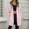 thumbnail image 1 of Womens Jacket Women's Autumn Winter Solid Color Mid Length Lined Zipper Jackets Trench Coat Women Pink XXXL, 1 of 5