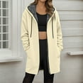thumbnail image 1 of Womens Jacket Women's Autumn Winter Solid Color Mid Length Lined Zipper Jackets Womens Trench Coat Beige L, 1 of 5