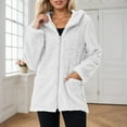 thumbnail image 1 of Womens Fleece Jacket Women's Casual Solid Color Hooded Sweater Coat Long Sleeve Double Fleece Outerwear for Daily Outdoor Womens Coats White XXL, 1 of 7