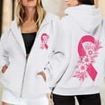 thumbnail image 1 of Womens Jacket Women's Zip Up Hoodie Pullover Cancer Awareness Month Long Sleeve Pocket Drawstring Casual Hooded Sweatshirt Womens Winter Coats White M, 1 of 6