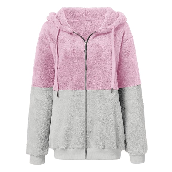 Womens Fleece Jacket Zipperr Long Sleeve Hooded Comfort Warm Jackets Womens Fall Jackets Coat for Women