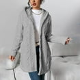 thumbnail image 1 of Womens Fleece Jackets Full Zip Hoodies Checked Hooded Fluffy Coats Ladies Warm Cozy Furry Cardigans Oversized Long Sleeve Winter Jackets for Women Plus Size Gray XXL, 1 of 5