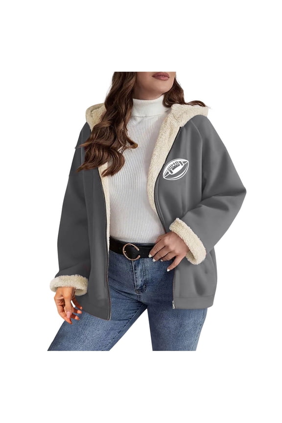 Womens Fleece Jackets Rugby Printed Coats Casual Solid Long Sleeve Tops Loose Comfortable Fall Winter Fashion 2025 Cozy Warm Outerwear
