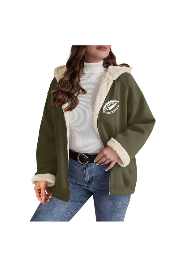 Womens Fleece Jackets Rugby Printed Coats Casual Solid Long Sleeve Tops Loose Comfortable Fall Winter Fashion 2025 Cozy Warm Outerwear