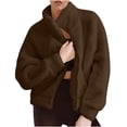 thumbnail image 1 of Womens Fleece Jackets Winter Full Zip Up Warm Coats Double-sided Velvet Long Sleeved Shoulder Collar Pocket Activewear Sweatshirt Jacket, 1 of 9