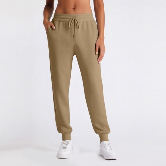 Womens Fleece Jogger Sweatpants Baggy High Waist Drawstring Lounge Athletic Pants Casual Comfy Warm Pant with Pockets Camel XL